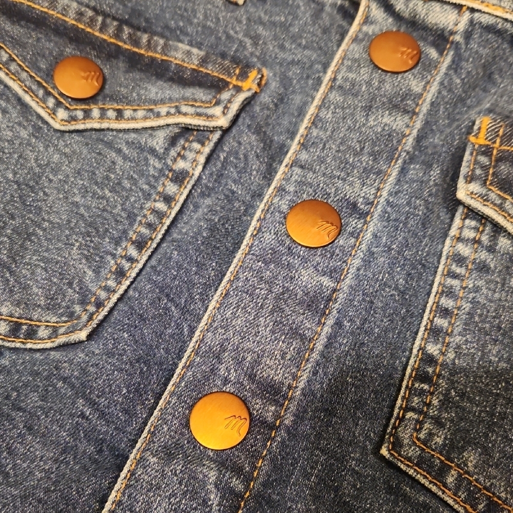 Madewell Denim Mini Skirt with Gold Accents - Picture 3 of 5